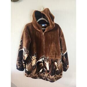 Vintage 90s Northern Reflections Cardigan Fleece Womens Medium M Horses Jacket
